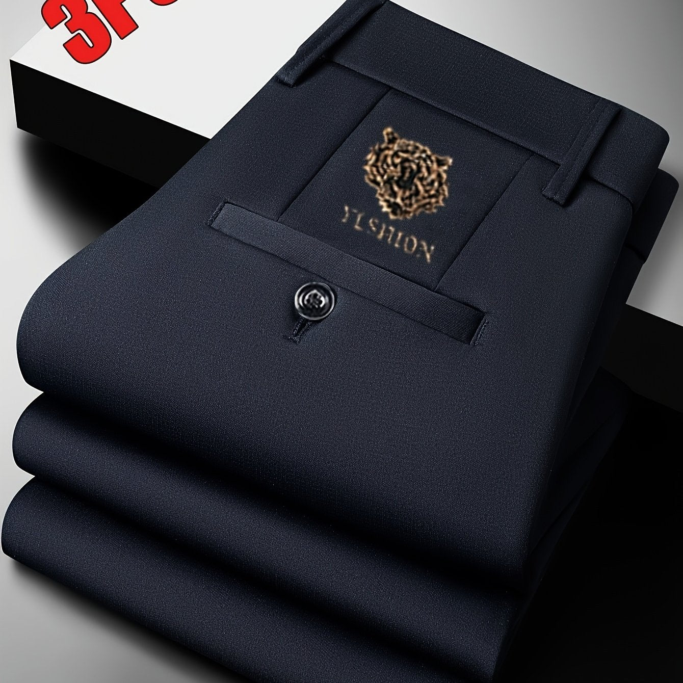 3pcs Men's Casual Pants Business Suit Trousers for Office Wear