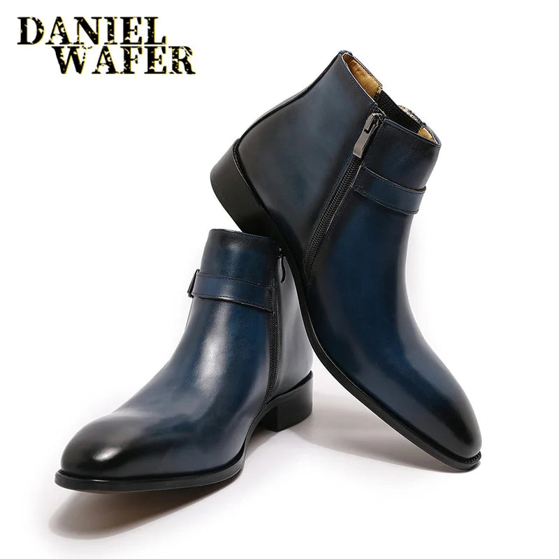 Wholesale Men's Fashion Chelsea Boots Zipper Shoes & Oxford Leather Boot with Monk Strap for Weddings & Office/Business Use