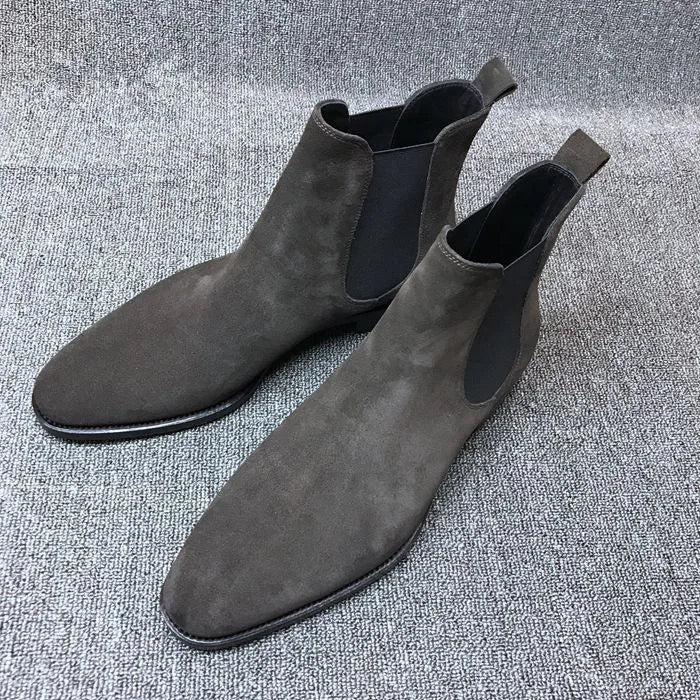 Fashion Pointed Toe High-top Boots Men Suede Leather Snow Boots Shoes For Men