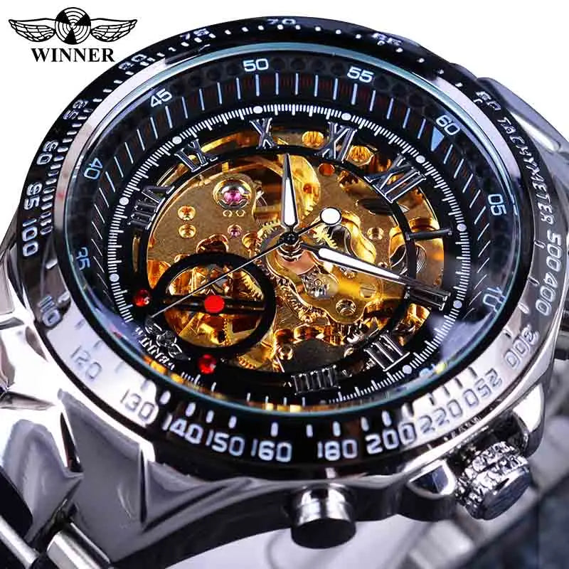 Gagnant mécanique Sport Design lunette Montre de mode hommes montres haut de gamme de luxe Montre Homme horloge hommes automatique Montre squelette