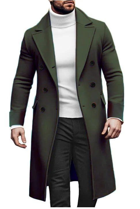OEM Service Wholesale Hot Selling Products Autumn Winter Men Casual Double Breasted Long Sleeve Mid Length Woolen Coat