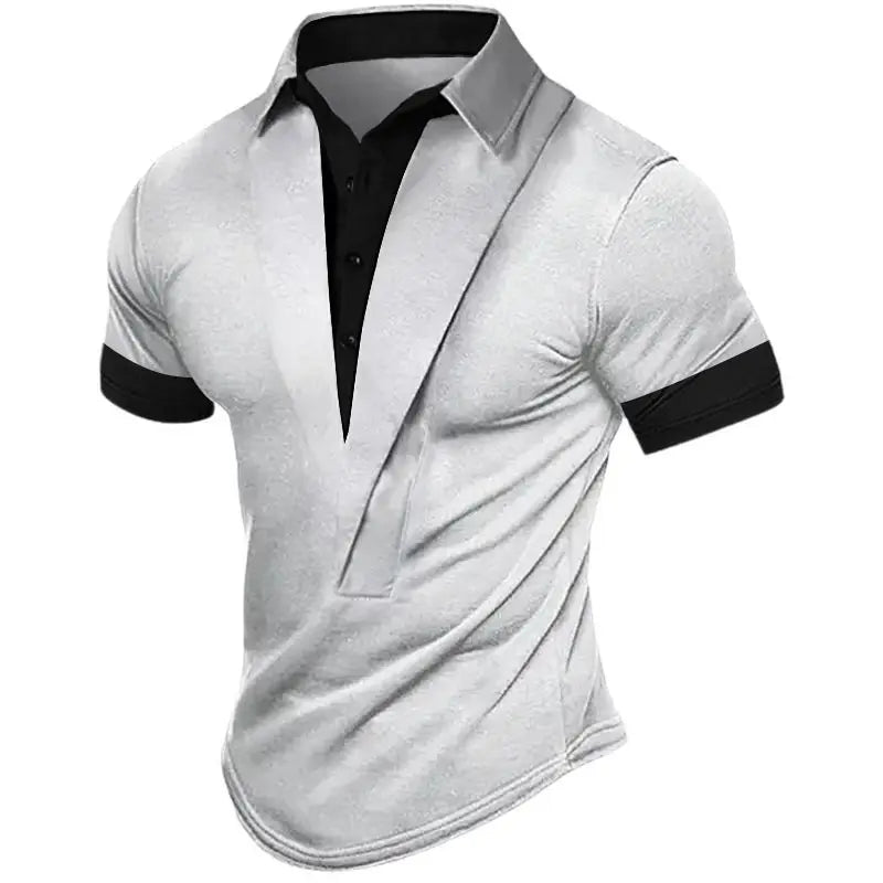 Men's Short - Sleeve T - Shirt for Summer, Retro Henley Neckline Design, Loose Breathable Versatile Top for Sports and Leisure