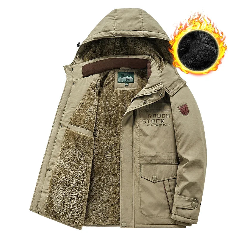 Parka Thermique Épaisse et Chaude pour Homme, Manteau Décontracté à Fermeture Éclair, avec Doublure Souriante, Coupe-Vent, Vêtement d'Extérieur, Hiver - DOGOMET DIGITAL PLUS