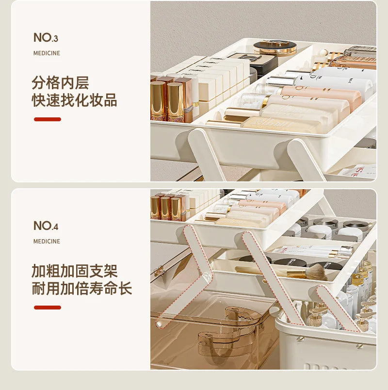 Cosmetics Storage Box, Desktop Dustproof, Large Capacity Organizer Box, Makeup Table, Skincare, Lipstick Shelf