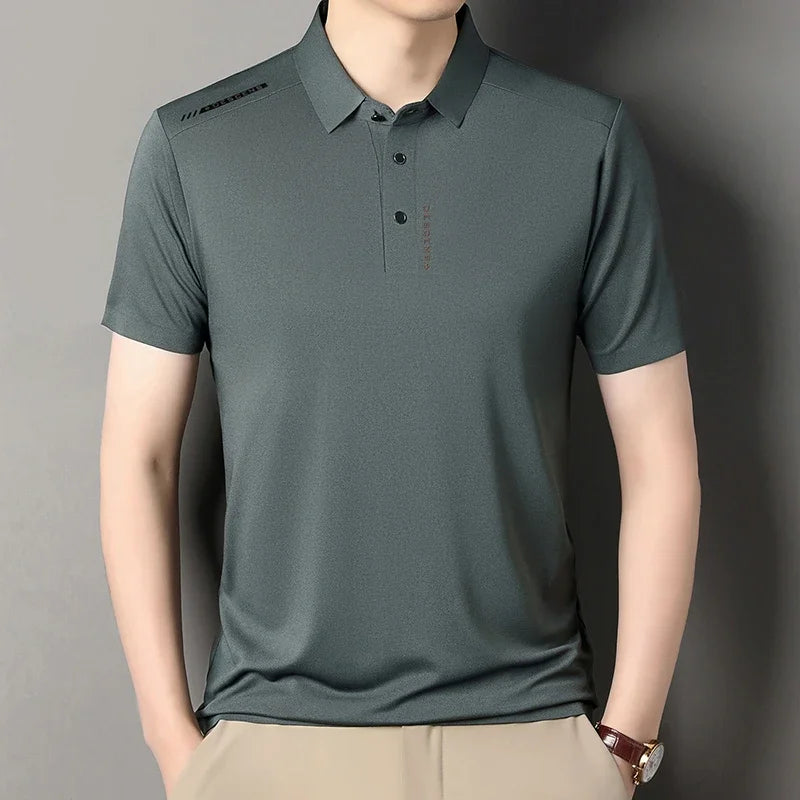 2025 New Men's Casual Fashion Printed Short Sleeve Polo Shirt Anti Wrinkle Breathable Comfortable Summer Versatile T-shirt