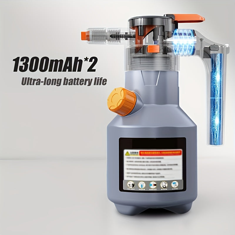 Electric Car Wash Foam Spray Can, Handheld High-Pressure Cleaning Gun, 67.63-ounce Electric Foam Kettle, 70° wide-angle spray, multi-functional large capacity with extra-long battery life, suitable for car, kitchen and home