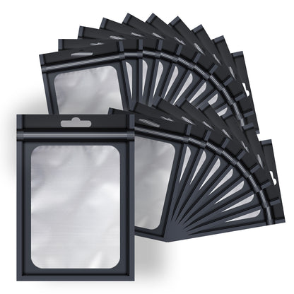 [Holographic Zipper Lock Bags] 100-Pack Holographic Zipper Lock Resealable Bags | Moisture-Proof Aluminum Foil Polyester Film Flat Transparent Window Pouch for Electronics/Jewelry/Cosmetics Organization, 4 Size Options, Non-f - DOGOMET DIGITAL PLUS