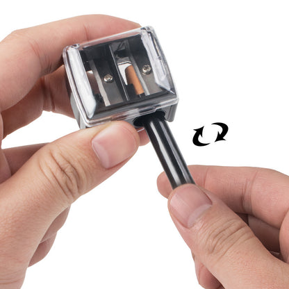 Double Barrel Cosmetic Pencil Sharpener With Cover, Essential For Small And Large Lip Liner, Eyeliner, Brow Pencils