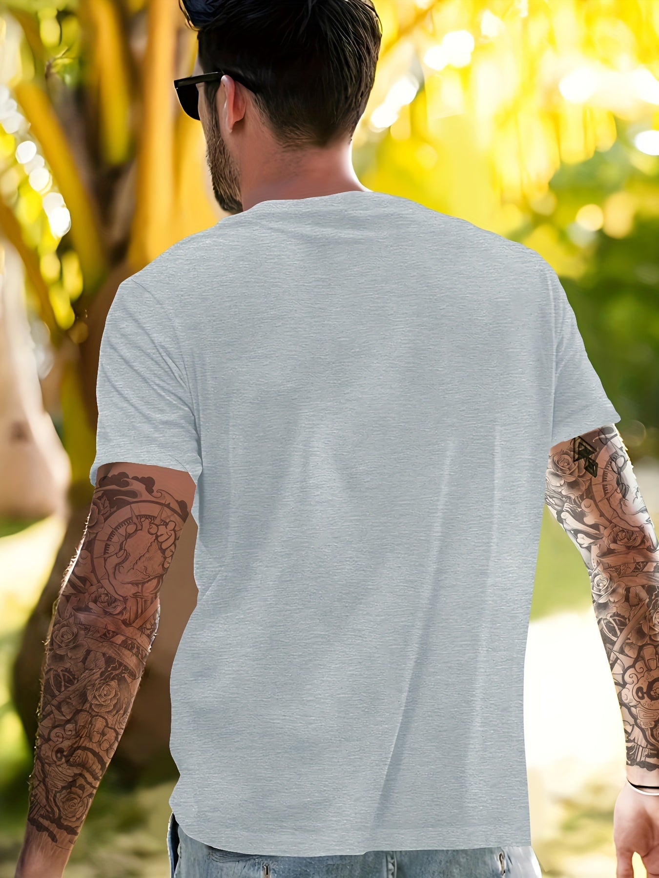 Green Letter & EST 1997 Print Men's T-shirts, Casual Comfortable Short Sleeve Crew Neck T-shirt For Summer Wear