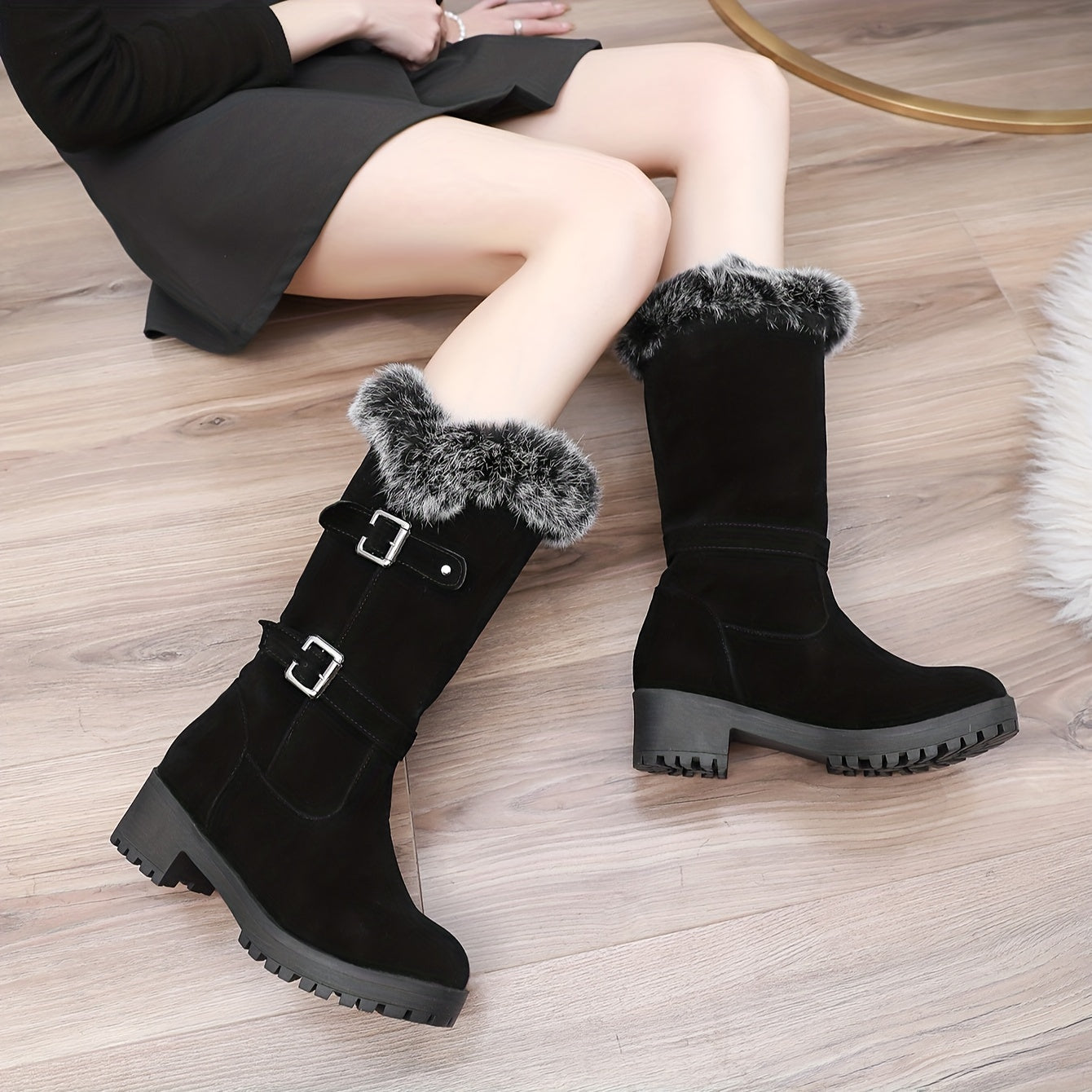 Women'S Winter Boots - Thick Platform Heel, Slip-On Closure, Non-Slip Rubber Sole, Warm Winter Shoes for Cold Weather, Everyday & Formal Outfits - Boots for Women