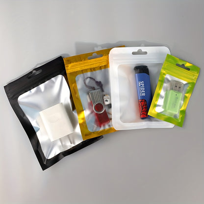 [Holographic Zipper Lock Bags] 100-Pack Holographic Zipper Lock Resealable Bags | Moisture-Proof Aluminum Foil Polyester Film Flat Transparent Window Pouch for Electronics/Jewelry/Cosmetics Organization, 4 Size Options, Non-f - DOGOMET DIGITAL PLUS