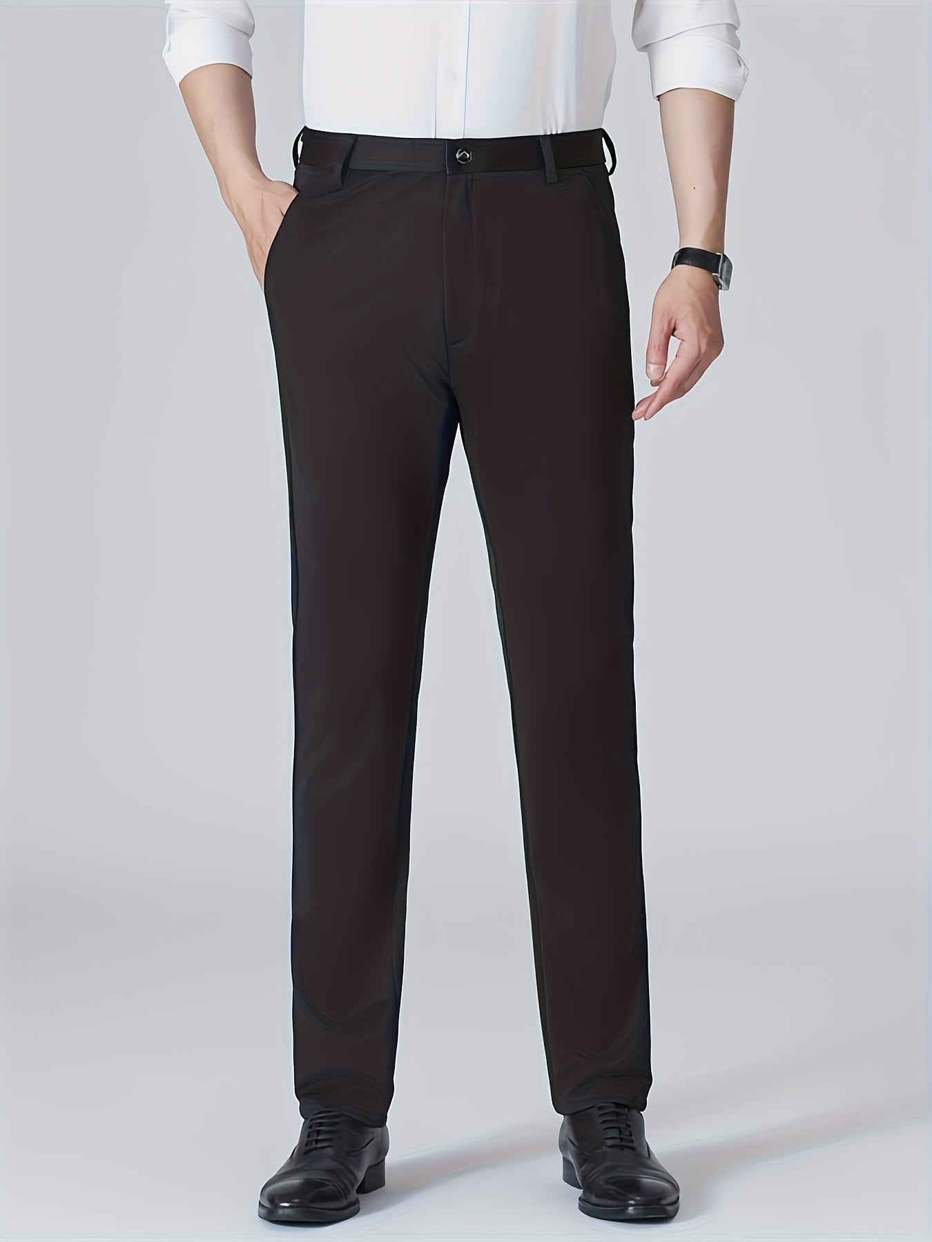 3pcs Men's Casual Pants Business Suit Trousers for Office Wear