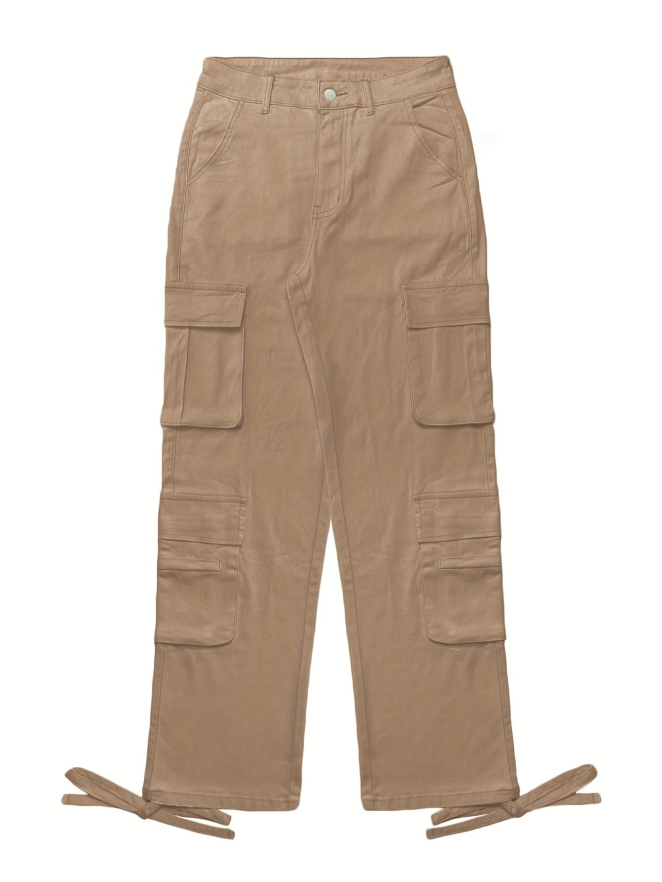 Women's Street Style Cargo Pants, Multi-Pocket Design, Denim Long Trousers Jeans, Casual And Trendy For Fall