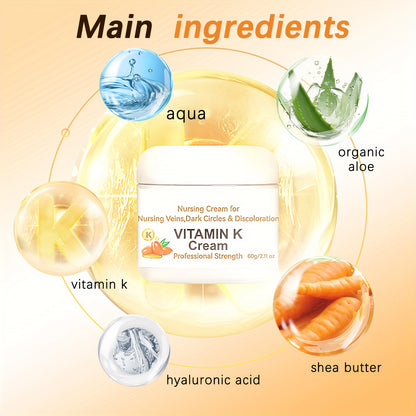 Vitamin K Cream: Professional Strength 60g/2.11 oz - Moisturizing Skin Cream for Nursing Veins, Dark Circles & Discoloration - Suitable for Daily Use - Improves Skin Elasticity, Reduces Dryness, Restores Smoothness & Refineme - DOGOMET DIGITAL PLUS