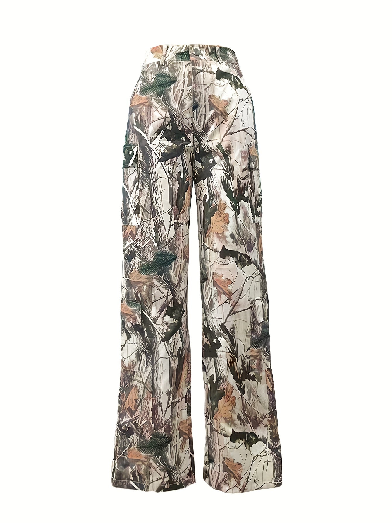 Women's High Waist Camo Print Cargo Denim Pants - Comfortable Straight Leg, Loose Fit, Street Style, Summer Fashion, Perfect for Fall & Winter, Casual Wear, Versatile Trousers Jeans with Multiple Pockets