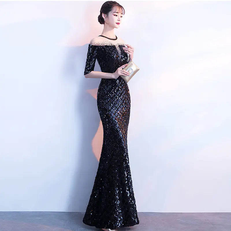 Elegant Rhombus Evening Dress for Host Catwalk
