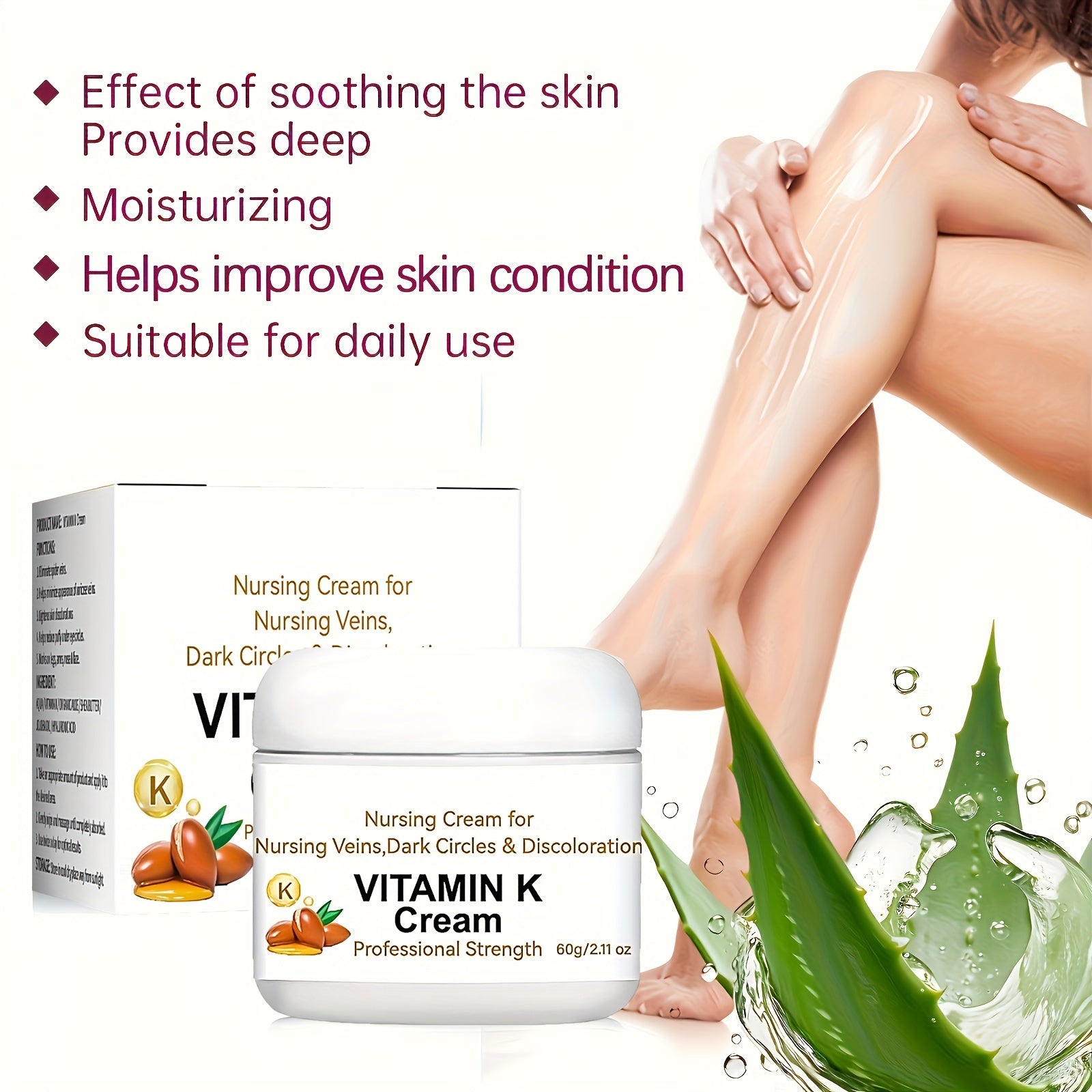 Vitamin K Cream: Professional Strength 60g/2.11 oz - Moisturizing Skin Cream for Nursing Veins, Dark Circles & Discoloration - Suitable for Daily Use - Improves Skin Elasticity, Reduces Dryness, Restores Smoothness & Refineme - DOGOMET DIGITAL PLUS