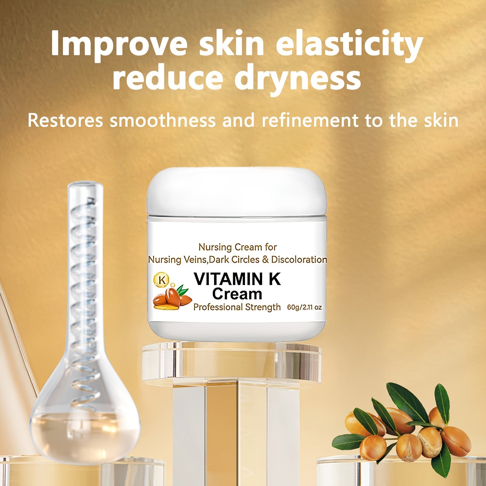 Vitamin K Cream: Professional Strength 60g/2.11 oz - Moisturizing Skin Cream for Nursing Veins, Dark Circles & Discoloration - Suitable for Daily Use - Improves Skin Elasticity, Reduces Dryness, Restores Smoothness & Refineme - DOGOMET DIGITAL PLUS