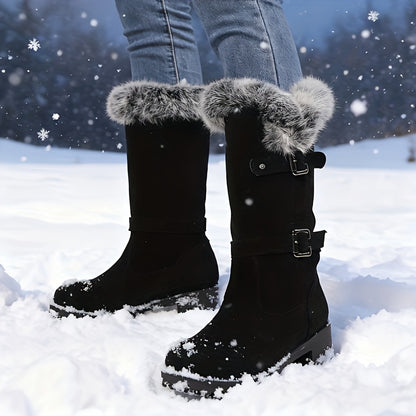 Women'S Winter Boots - Thick Platform Heel, Slip-On Closure, Non-Slip Rubber Sole, Warm Winter Shoes for Cold Weather, Everyday & Formal Outfits - Boots for Women