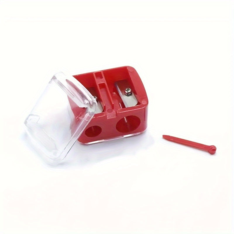 Double Barrel Cosmetic Pencil Sharpener With Cover, Essential For Small And Large Lip Liner, Eyeliner, Brow Pencils