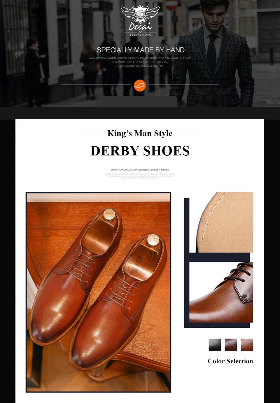 Desai en cuir véritable Derby chaussures hommes chaussures habillées d'affaires pour nan marque chaussures hommes chaussures décontractées cadeaux classiques
