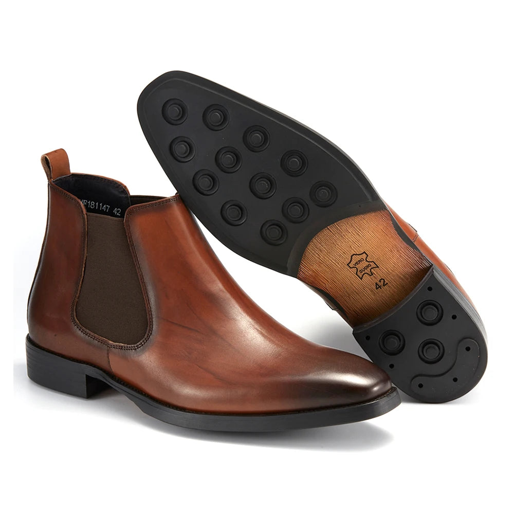 Manufacturing Production Claf Leather Chelsea Boots Slip on Ankle Boots Chaussures Pour Hommes Motorcycle Boots Shoes Stock Men