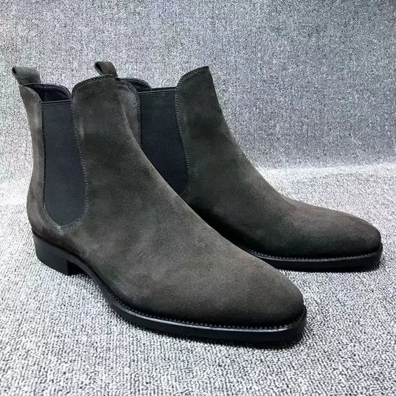 Fashion Pointed Toe High-top Boots Men Suede Leather Snow Boots Shoes For Men