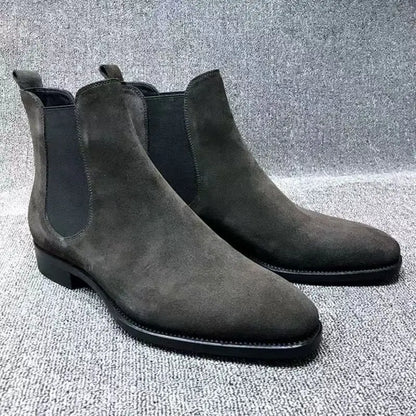 Fashion Pointed Toe High-top Boots Men Suede Leather Snow Boots Shoes For Men