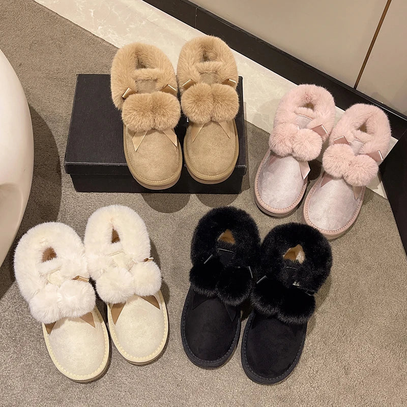 Women's Winter Boots Women's Ankle Boots Suede-leather Natural-Fur Warm Winter Shoes Fashion Slip-on Snow Boots for Women