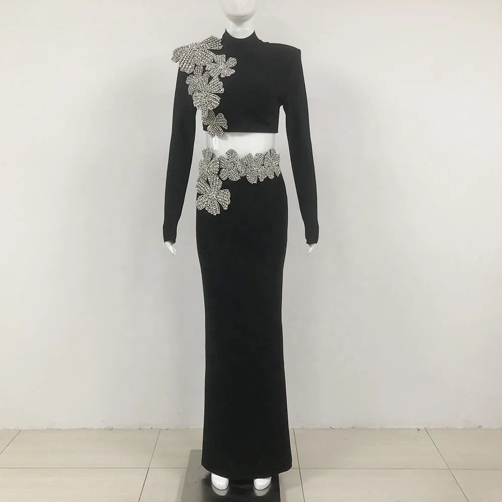 Custom Designer Clothes Famous Brands Women Conjuntos Femininos 2 Piece Set Winter Party Wear Dresses for Women