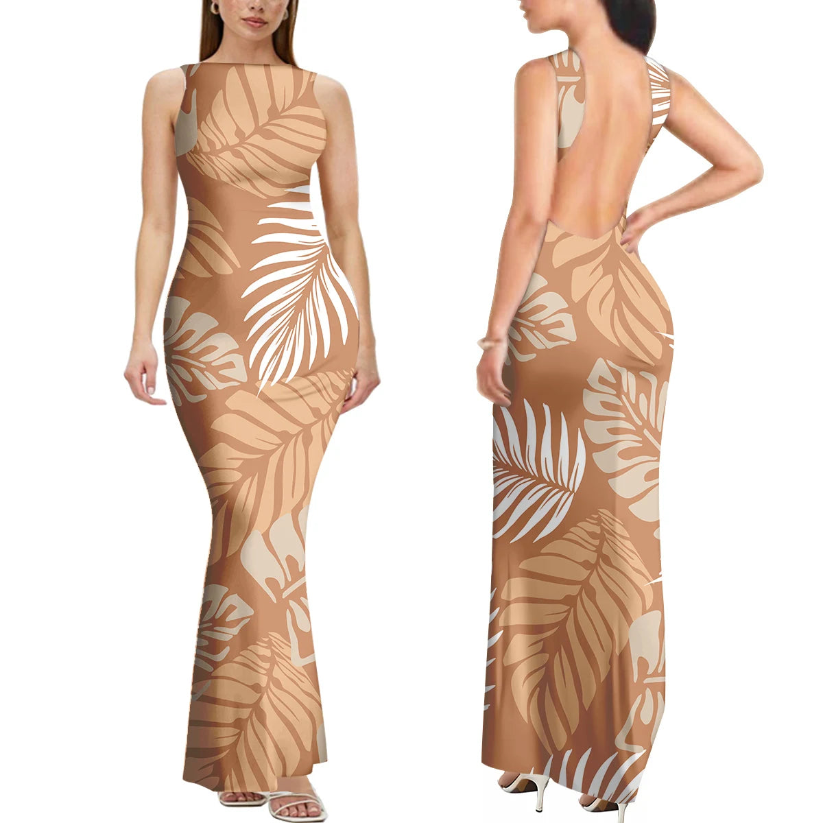 2025 New Style Customized Sleeveless Backless Dresses Polynesian Tribal Women Club Sexy Bodycon Long Evening Dress Samoan Dress