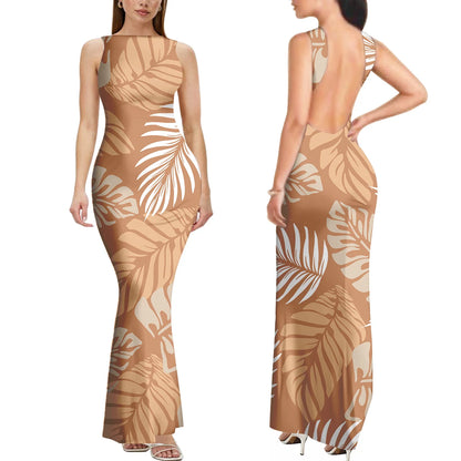 2025 New Style Customized Sleeveless Backless Dresses Polynesian Tribal Women Club Sexy Bodycon Long Evening Dress Samoan Dress