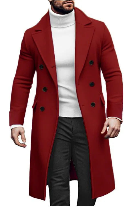OEM Service Wholesale Hot Selling Products Autumn Winter Men Casual Double Breasted Long Sleeve Mid Length Woolen Coat