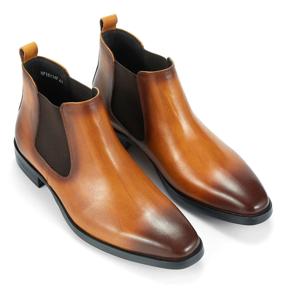 Manufacturing Production Claf Leather Chelsea Boots Slip on Ankle Boots Chaussures Pour Hommes Motorcycle Boots Shoes Stock Men