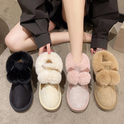 Women's Winter Boots Women's Ankle Boots Suede-leather Natural-Fur Warm Winter Shoes Fashion Slip-on Snow Boots for Women