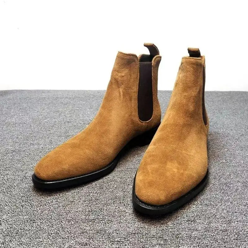 Fashion Pointed Toe High-top Boots Men Suede Leather Snow Boots Shoes For Men