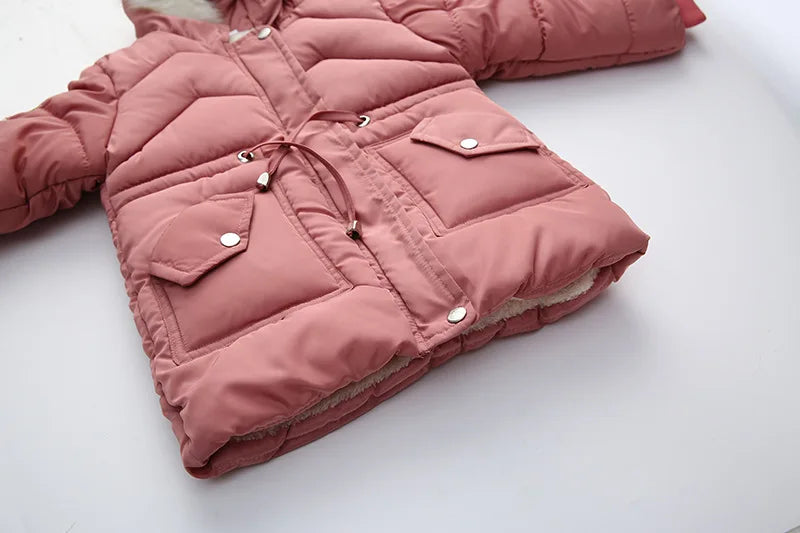 Warm Thickening Fur Collar Baby Girl Winter Jackets Children Outerwear Windproof Baby Boys Girls Coat for 3-6 Years Girl Clothes
