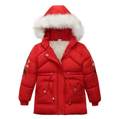 Warm Thickening Fur Collar Baby Girl Winter Jackets Children Outerwear Windproof Baby Boys Girls Coat for 3-6 Years Girl Clothes