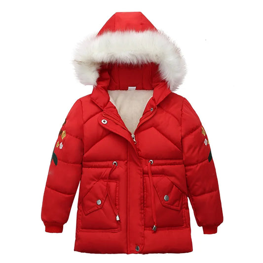 Warm Thickening Fur Collar Baby Girl Winter Jackets Children Outerwear Windproof Baby Boys Girls Coat for 3-6 Years Girl Clothes