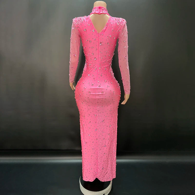 Novance Y2479-G Trending Products 2025 New Arrivals Chic Evening Dress With Sleeves Luxury Diamond Long Gowns for Women Elegant