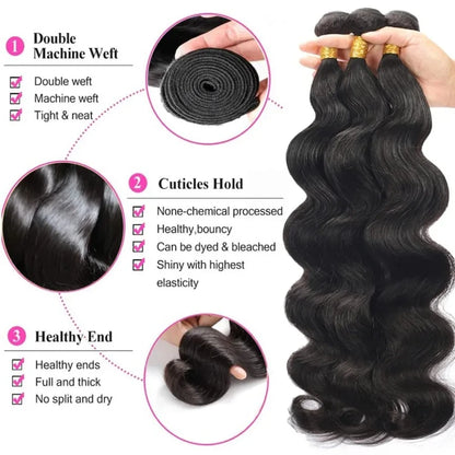 Cheap Bulk Extension Vendor Meche Humain Bresilienne Cuticle Aligned Raw Virgin Brazilian Packet Human Hair Bundles With Closure - DOGOMET DIGITAL PLUS