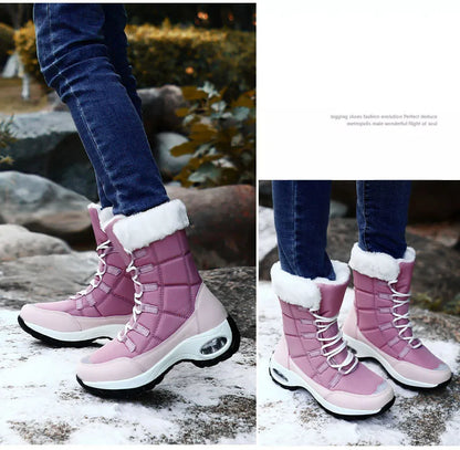 Haute qualité imperméable hiver femmes bottes chaud en peluche femmes bottes de neige en plein air antidérapant baskets fourrure plate-forme bottines