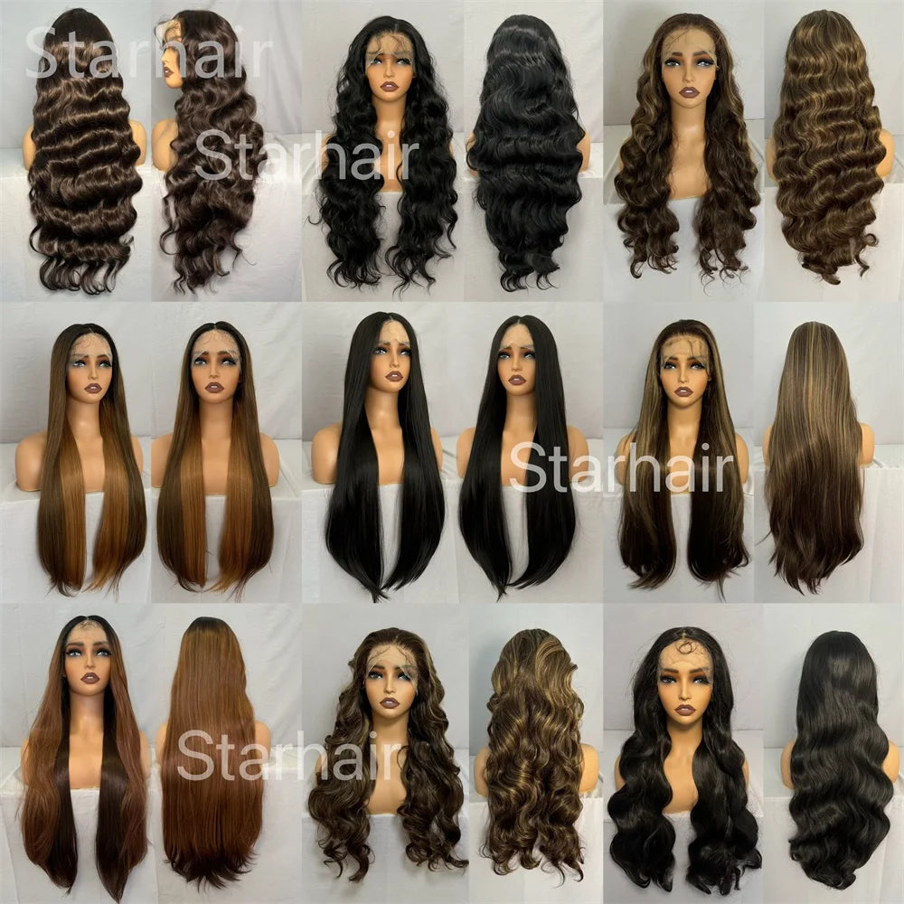 32inch Long Indian Lace Frontal Synthetic Hair Wig HD Full Lace Hairmony Lace Front Wigs Meche Braiding Hair Replacement  Topper - DOGOMET DIGITAL PLUS