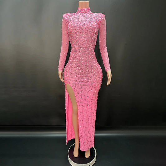 Novance Y2479-G Trending Products 2025 New Arrivals Chic Evening Dress With Sleeves Luxury Diamond Long Gowns for Women Elegant