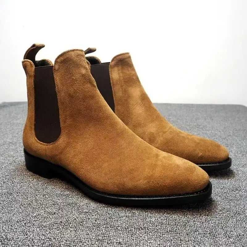Fashion Pointed Toe High-top Boots Men Suede Leather Snow Boots Shoes For Men