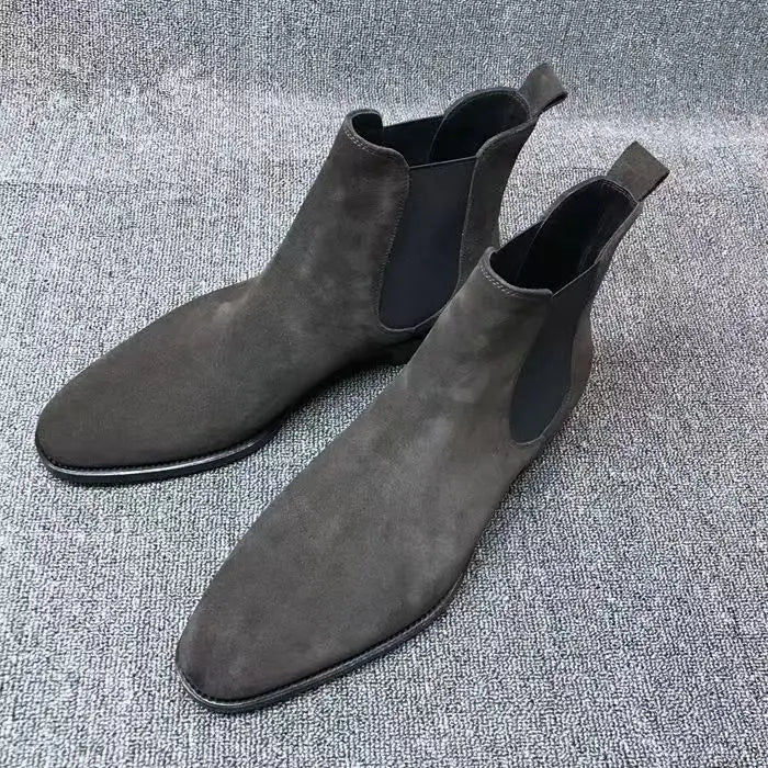 Fashion Pointed Toe High-top Boots Men Suede Leather Snow Boots Shoes For Men