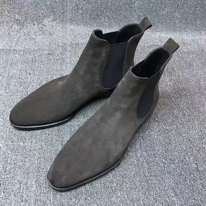 Fashion Pointed Toe High-top Boots Men Suede Leather Snow Boots Shoes For Men