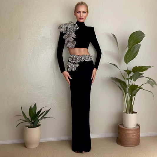 Custom Designer Clothes Famous Brands Women Conjuntos Femininos 2 Piece Set Winter Party Wear Dresses for Women