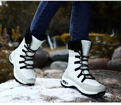Haute qualité imperméable hiver femmes bottes chaud en peluche femmes bottes de neige en plein air antidérapant baskets fourrure plate-forme bottines