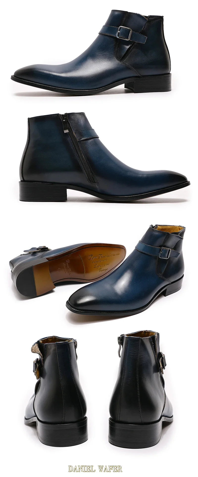 Wholesale Men's Fashion Chelsea Boots Zipper Shoes  & Oxford Leather Boot with Monk Strap for Weddings & Office/Business Use